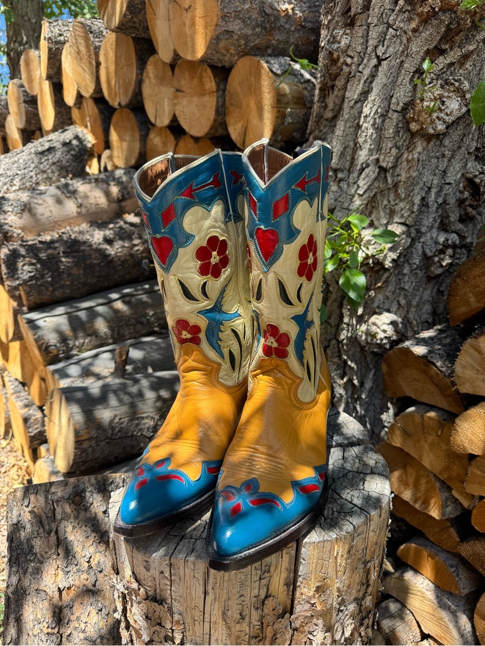 RARE Montana Boot Co. Bluebird & Roses Western Cowboy Boots Size 7 - Picture 9 of 9